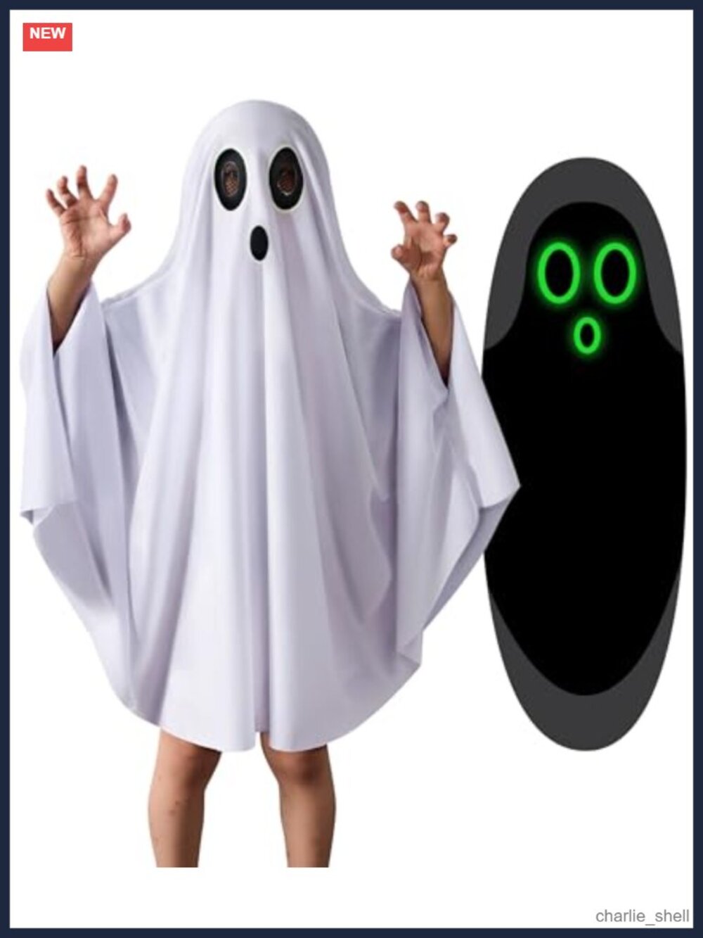 Kids Ghost Halloween Costume Glow in the Dark Cape Toddler Boys Girls